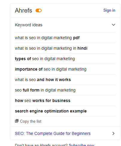 Ahrefs SEO Toolbar SEO Chrome Extensions
