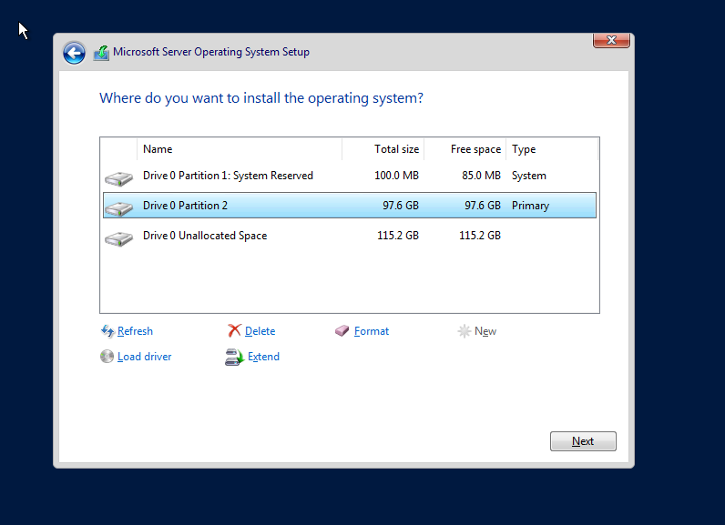 create partition in windows server 2022