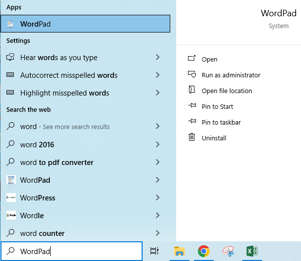 How to open Microsoft WordPad